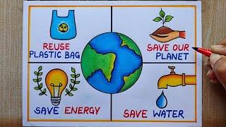 World Environment Day Drawing |Save Earth poster Drawing|Lifestyle for Environment poster drawing