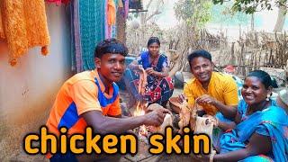 cooking chicken skin ,new year party, chicken leg skin, eating ,