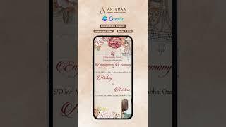 Engagement ceremony invitation video in english language with floral design 2355