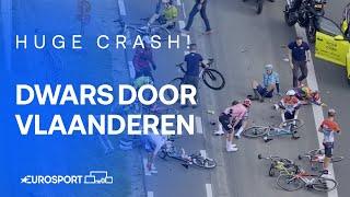  HUGE CRASH in Dwars door Vlaanderen wipes out Wout van Aert, Mads Pedersen and Biniam Girmay 