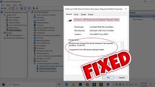 FIX - Code 43 error | Unknown USB Device (Device Descriptor Request Failed) in Windows 10/8/7