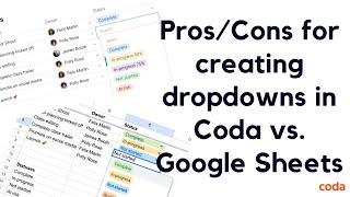 How to create a dropdown in Coda vs. Google Sheets - Pros and Cons