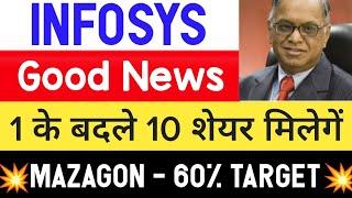  1:10 Split  infosys share news | mazagon dock share news • infosys share latest news today • infy