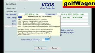 VW Golf 5 cruise control activation or daectivation ECU coding