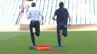 Jamie Carragher races Gary Neville