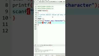 print ascii value of all characters in c