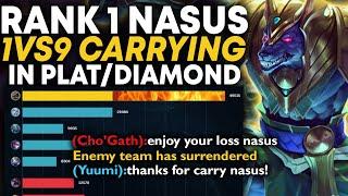 Rank 1 Nasus 1v9s Trashtalking Diamond ChoGath | Carnarius | Level 1 to Challenger