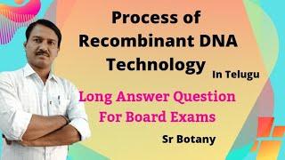 Process of Recombinant DNA Technology | Biotechnology | Sr Botany Important Questions