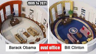 USA presidents Oval Office change the inside 1909 to 2021:  the last 100 years!
