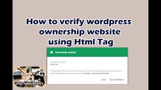 How to verify ownership wordpress website using HTML Tag