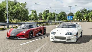 Forza Horizon 4 Drag race: Toyota Supra (1200hp) vs Koenigsegg Regera