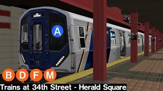 OpenBVE Virtual Railfanning: B, D, F and M Trains at 34th Street - Herald Square