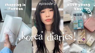 SEOUL VLOG ep. 3   olive young haul  hannam dong shopping, tamburins store, cute cafes 🫧