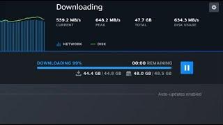 600MB/s Steam download over 10Gbps Sonic fiber link