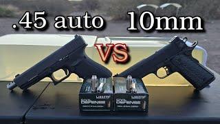 .45 auto VS 10mm (Liberty Civil Defense) Ballistics Gel Test