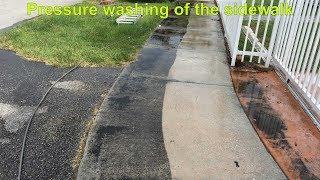 Pressure washing of the sidewalk in Homestead, Florida