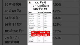 icici bank fd interest rates 2024 ||  od against fd icici bank interest rate #icicibank #education