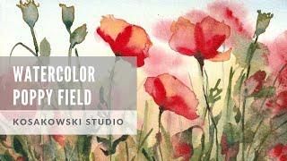 Poppy Field Beginner Watercolor Tutorial (HD)