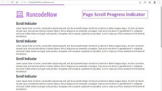 Page Scroll Progress Indicator Using HTML CSS & Javascript | Scroll Indicator in JS | RuncodeNow