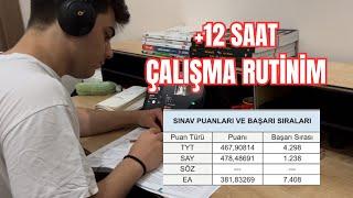 DERECE ÖĞRENCİSİNİN GÜNLÜK ÇALIŞMA RUTİNİ (+12 saatlik hayvan gibi çalışma) #yks25