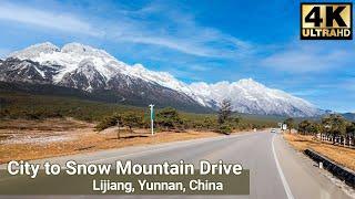  4K | Drive from Downtown Lijiang to Jade Dragon Snow Mountain ~ 4K Ultra HD