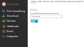 Generating API keys in Node Print module