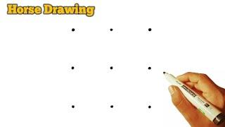 Horse  drawing from 3×3 dots easy // How to draw a Horse  easy step by step // Horse Rangoli