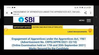 SBI Apprentice 6100 Post Final Result out sbi bank final result out with marks and candidate list