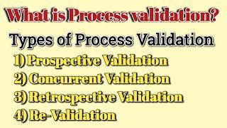 Process validation,Types of process validation,prospective,Concurrent,Retrospective validation