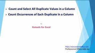 How to count duplicate values in a column in Excel using Kutools