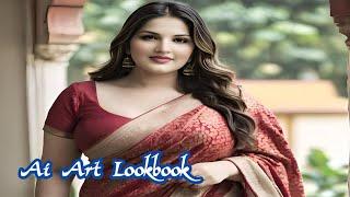 [4K] AI Art Indian Lookbook | Plus Size Model Photoshoot In Saree