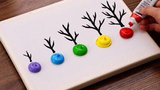 Easy & Colorful Trees Acrylic Painting Step By Step｜Painting For Beginners (1398)｜Art