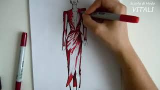 Fashion Design "Rendring abito paillettes" Scuola di Moda Vitali