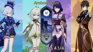 C0 Furina Nahida Raiden Zhongli (4* Weapon) clear Spiral Abyss 4.1/4.2 9 Stars | Genshin Impact