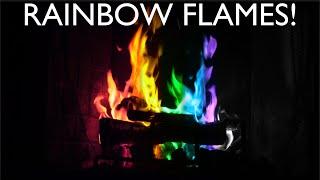 Rainbow Fire (Hypnotic Rainbow Flames) 12 Hours Magical Fireplace (Must See!) ‍