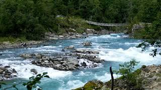 Turquoise Water, Blue Mountain Stream Flowing. Nature Sounds, Gentle River. White Noise for Sleeping