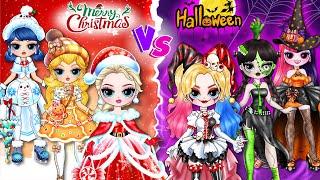 Battle Elsa, Ladybug & Wednesday: MERRY CHRISTMAS or HALLOWEEN? | Best DIY Fashion Paper Dolls