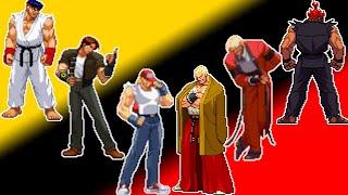 Terry, Kyo, and Ryu Vs. Geese, Rugal, and Akuma