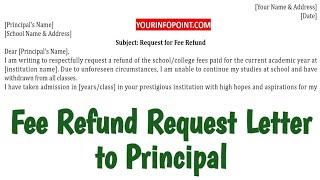 Application Letter to Principal for Fee Refund - Fee Refund Request