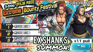 FILM RED SHANKS SUMMON + Survival 100 Full Gameplay - Extreme BountyFes | ONE PIECE Bounty Rush OPBR
