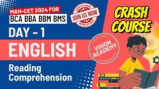 English Reading Comprehension | Day 1 | MAH CET 2024 for BCA BBA BMS BBM  FREE Crash Course