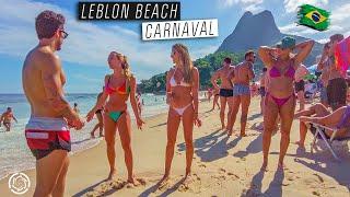 Rio de Janeiro Carnaval  Leblon Beach Party | Walking on Leblon Beach | Brazil 【 4K UHD 】