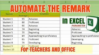 HOW TO AUTOMATE THE REMARKS in excel