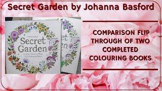 Comparison of Completed Secret Garden Colouring Books by Johanna Basford (adult coloring)