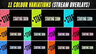 Animated Stream Overlay Pack | Animated OBS/Streamlabs Overlay | 11 Colour Variations  