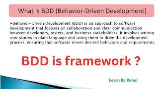 What is BDD | BDD is not framework | What is Behavior's Driven Development | BDD for Beginners #bdd