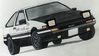 Toyota Corolla AE86 Initial D | Watercolor painting |step by step|Time lapse| Draw Like Never Before