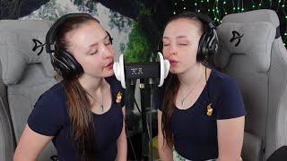 ASMR - Double soft breathing and blowing sounds - Twin asmr