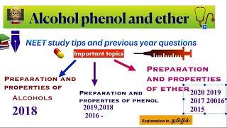 Alcohol phenol ether Neet important topic and previous year questions part 1