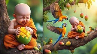 Little monk baby so cute  //cute monk baby funny video  /so cute monk baby/like and subscribe /